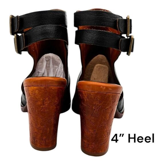 Kork-Ease Women's Leather Block Heel Slingback Cedro Heel Sandals Black Size 8.5 - Picture 3 of 11